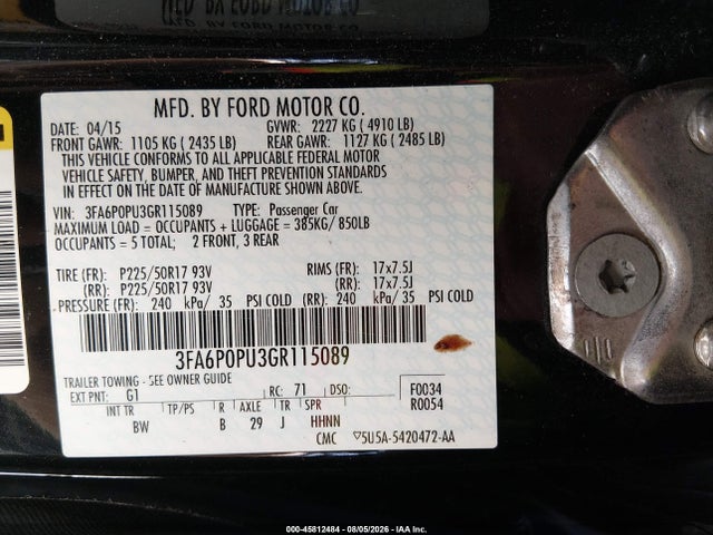 Ford Fusion Energi Se Luxury 2016 3FA6P0PU3GR115089 Image 9