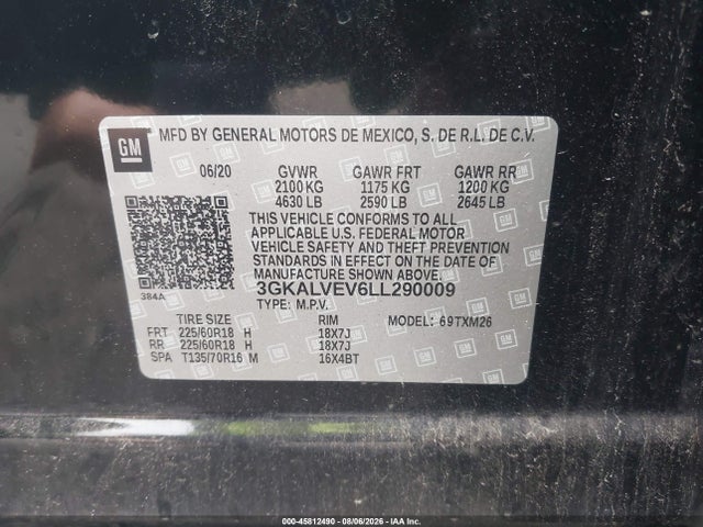 Продаж на аукціоні авто 2020 Gmc Terrain Awd Slt, vin: 3GKALVEV6LL290009, номер лоту: 45812490
