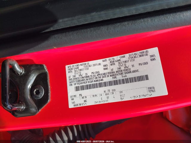 Aukcja sprzedaży 2016 Ford F-150 Xlt, vin: 1FTEW1EFXGFA88246, numer aukcji: 45812523