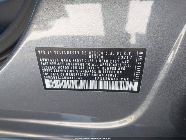 Volkswagen Jetta 1.4t S 2017 3VW2B7AJ3HM348741 Image 9
