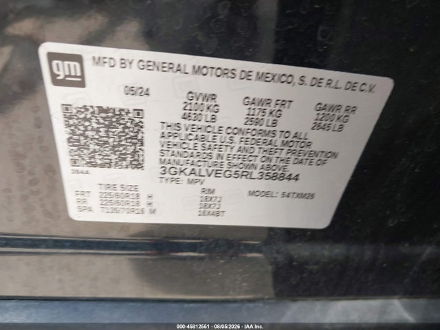 Продажа на аукционе авто 2024 Gmc Terrain Awd Slt, vin: 3GKALVEG5RL358844, номер лота: 45812551