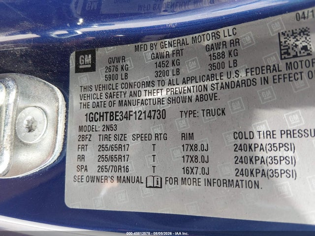 Chevrolet Colorado 4wd Lt 2015 1GCHTBE34F1214730 Image 9