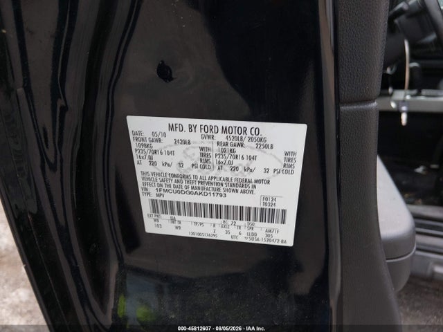 Продаж на аукціоні авто 2010 Ford Escape Xlt, vin: 1FMCU0DG0AKD11793, номер лоту: 45812607