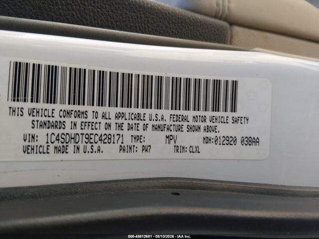 Продажа на аукционе авто 2014 Dodge Durango Limited, vin: 1C4SDHDT9EC428171, номер лота: 45812681
