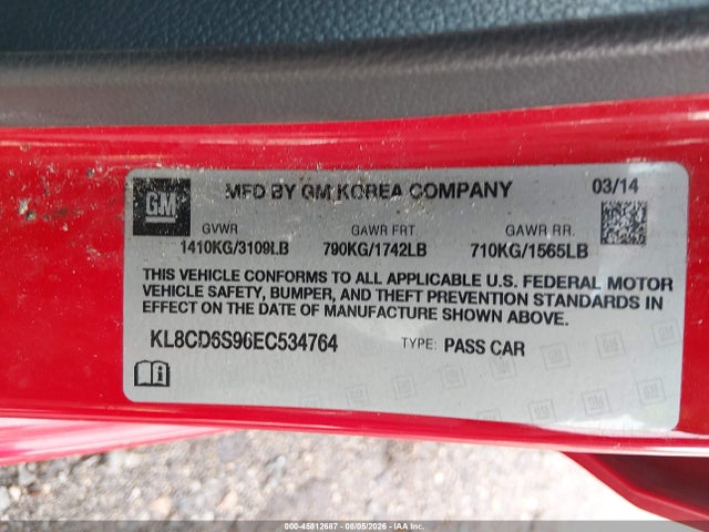 Chevrolet Spark 1lt Auto 2014 KL8CD6S96EC534764 Image 9