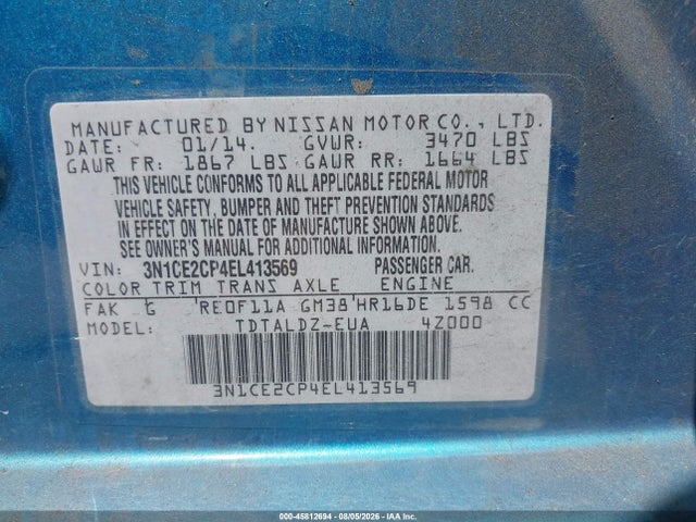 Nissan Versa Note Sv 2014 3N1CE2CP4EL413569 Image 9