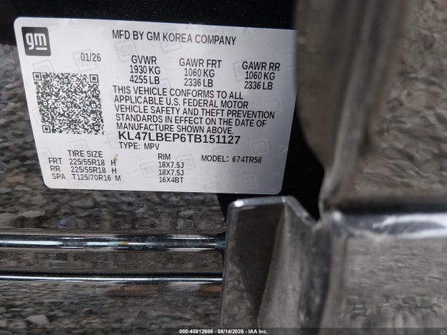 Продаж на аукціоні авто 2026 Buick Envista Sport Touring Fwd, vin: KL47LBEP6TB151127, номер лоту: 45812698