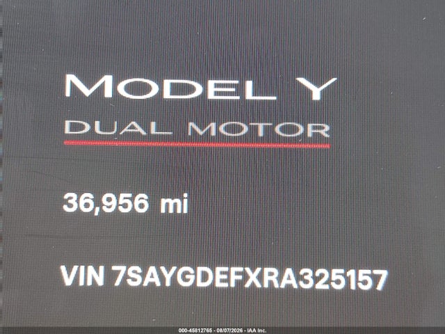 Aukcja sprzedaży 2024 Tesla Model Y Performance Dual Motor All-wheel Drive, vin: 7SAYGDEFXRA325157, numer aukcji: 45812765