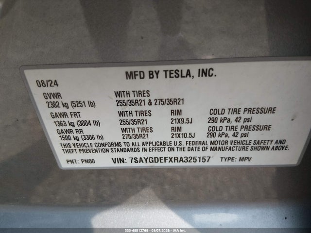 Aukcja sprzedaży 2024 Tesla Model Y Performance Dual Motor All-wheel Drive, vin: 7SAYGDEFXRA325157, numer aukcji: 45812765