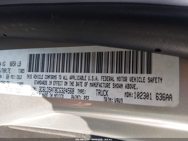 Продаж на аукціоні авто 2012 Ram 2500 St, vin: 3C6LD5AT8CG324568, номер лоту: 45812769
