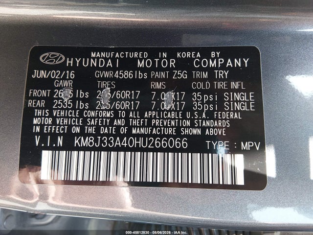 Hyundai TUCSON SE 2017 KM8J33A40HU266066 Image 9