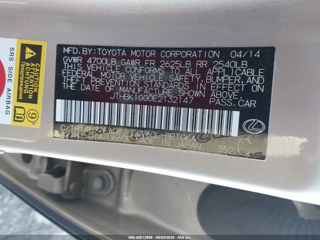 Lexus ES 350 2014 JTHBK1GG0E2132147 Image 9