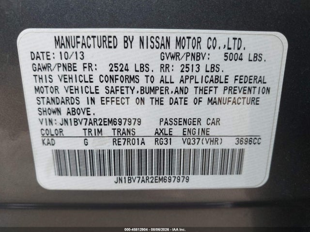 Infiniti Q50 Premium 2014 JN1BV7AR2EM697979 Image 9
