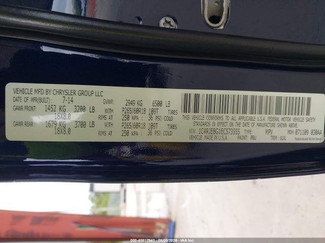 Aukcja sprzedaży 2014 Jeep Grand Cherokee Limited, vin: 1C4RJEBG1EC573555, numer aukcji: 45812941
