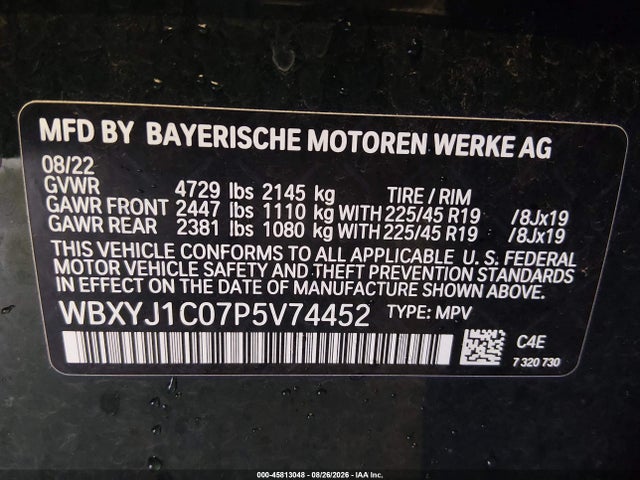 Aukcja sprzedaży 2023 Bmw X2 Xdrive28i, vin: WBXYJ1C07P5V74452, numer aukcji: 45813048