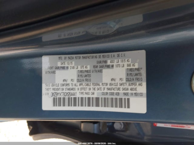 Aukcja sprzedaży 2016 Mazda Mazda3, vin: 3MZBM1K78GM264441, numer aukcji: 45813076