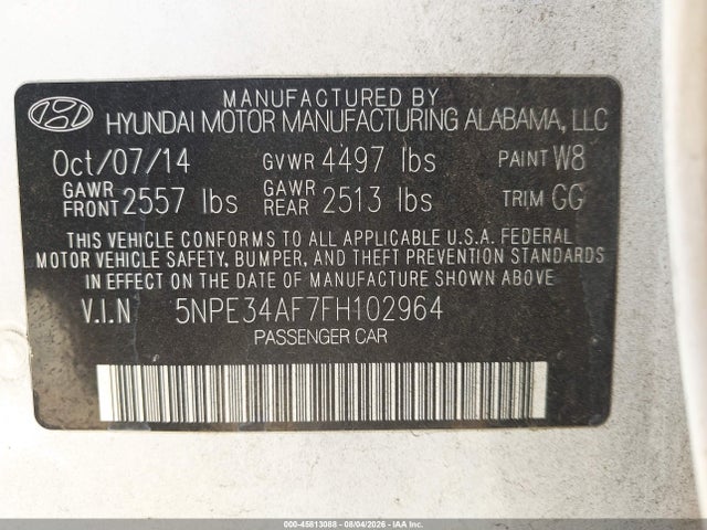 Hyundai Sonata Sport 2015 5NPE34AF7FH102964 Image 9