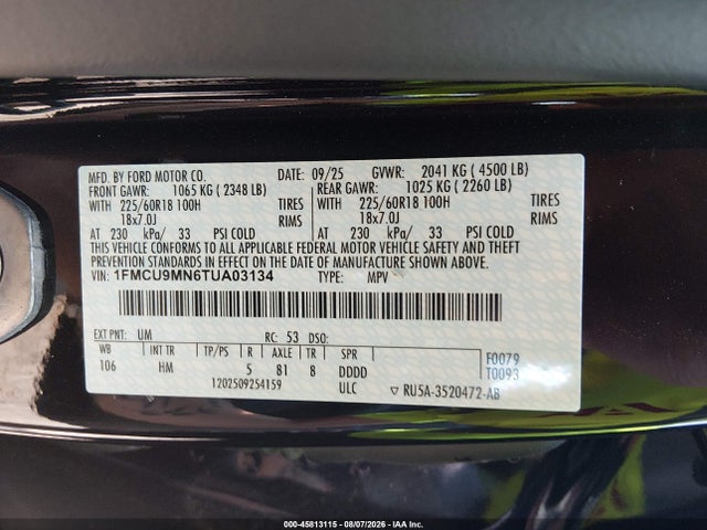 Ford Escape St-line 2026 1FMCU9MN6TUA03134 Image 9
