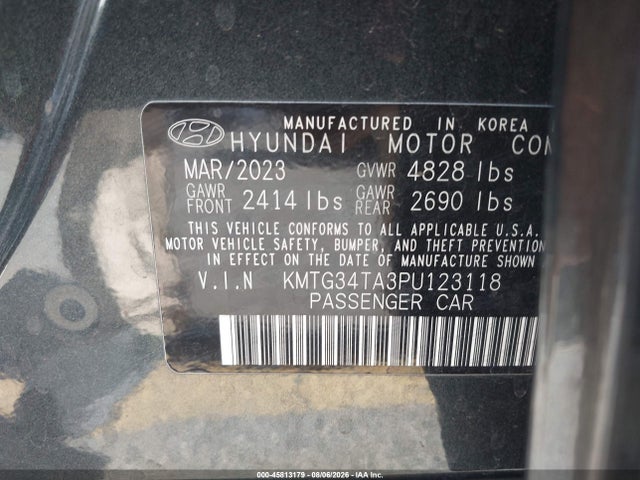 Aukcja sprzedaży 2023 Genesis G70 2.0t Awd, vin: KMTG34TA3PU123118, numer aukcji: 45813179