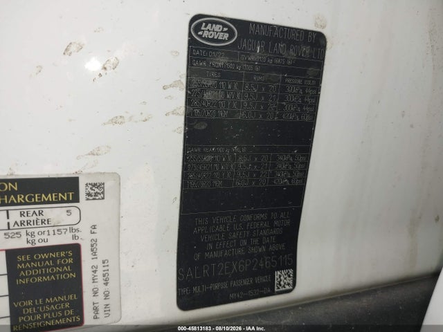 2023 Land Rover Discovery P300 S R-dynamic მანქანა იყიდება აუქციონზე, vin: SALRT2EX6P2465115, აუქციონის ნომერი: 45813183