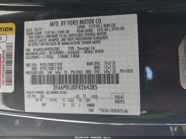 Ford Fusion Hybrid Se 2015 3FA6P0LU0FR264385 Image 9