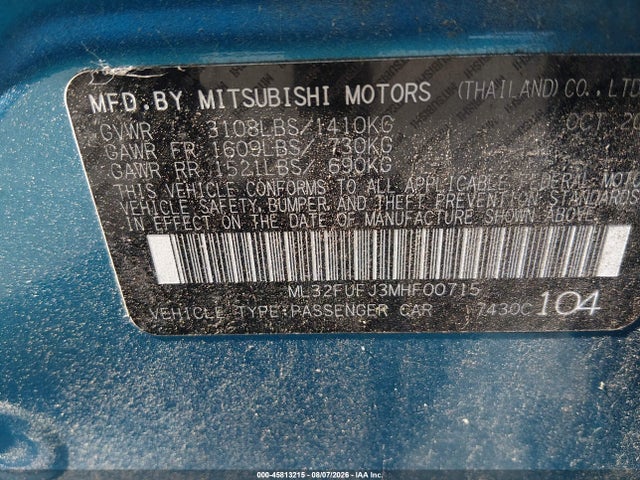 Продажа на аукционе авто 2021 Mitsubishi Mirage G4 Carbonite Edition/es/le, vin: ML32FUFJ3MHF00715, номер лота: 45813215