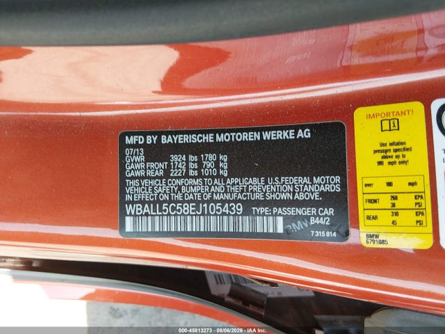 Aukcja sprzedaży 2014 Bmw Z4 Sdrive28i, vin: WBALL5C58EJ105439, numer aukcji: 45813273