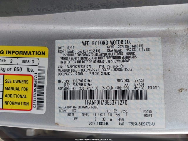 Ford FUSION SE 2014 1FA6P0H78E5371270 Image 9