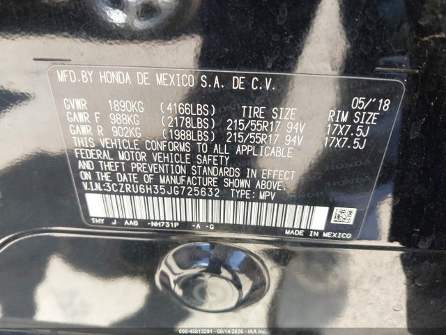 Aukcja sprzedaży 2018 Honda Hr-v Lx, vin: 3CZRU6H35JG725632, numer aukcji: 45813291