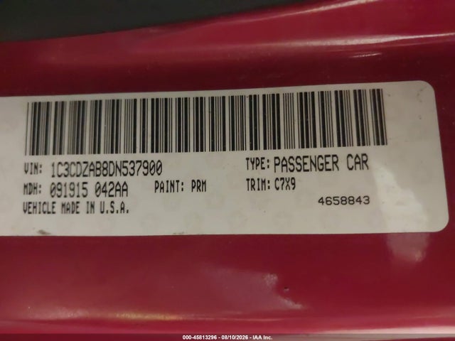 Aukcja sprzedaży 2013 Dodge Avenger Se, vin: 1C3CDZAB8DN537900, numer aukcji: 45813296