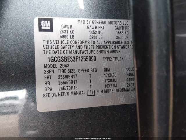 1GCGSBE33F1255090 Chevrolet Colorado 2wd Lt