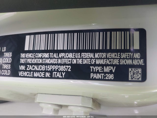 Aukcja sprzedaży 2023 Jeep Renegade Latitude 4x4, vin: ZACNJDB15PPP38572, numer aukcji: 45813316