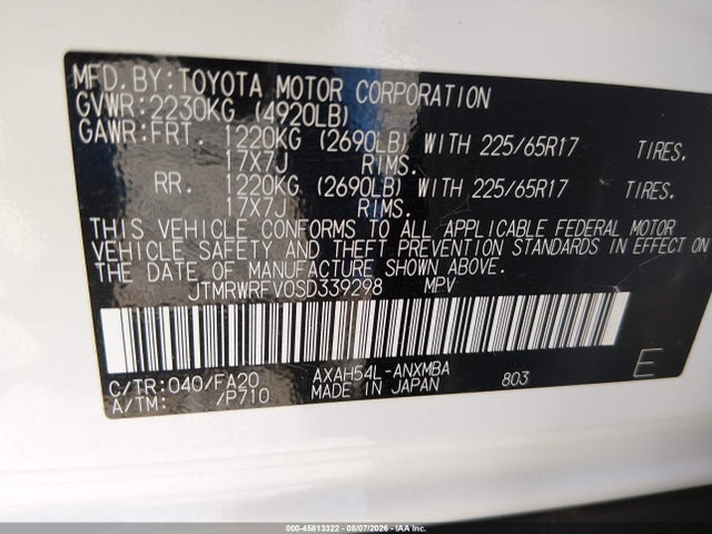 JTMRWRFV0SD339298 Toyota Rav4 Hybrid Xle
