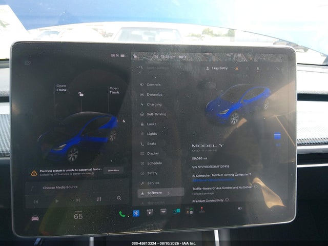 2021 Tesla Model Y Standard Range Rear-wheel Drive მანქანა იყიდება აუქციონზე, vin: 5YJYGDEDXMF107419, აუქციონის ნომერი: 45813324