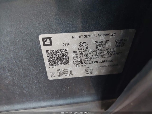 GMC Acadia Sle-2 2019 1GKKNLLSXKZ255539 Image 9