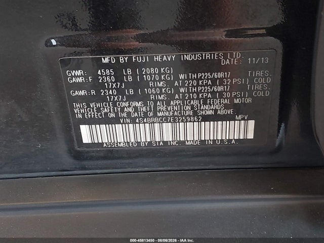 4S4BRBCC7E3259862 Subaru Outback 2.5i Premium