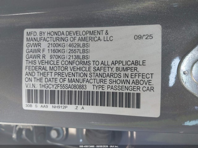 1HGCY2F55SA080883 Honda Accord Hybrid Sport