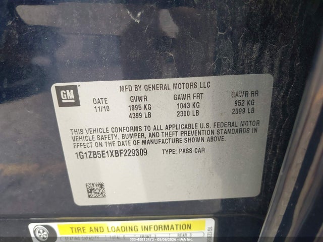 Продаж на аукціоні авто 2011 Chevrolet Malibu Ls, vin: 1G1ZB5E1XBF229309, номер лоту: 45813473