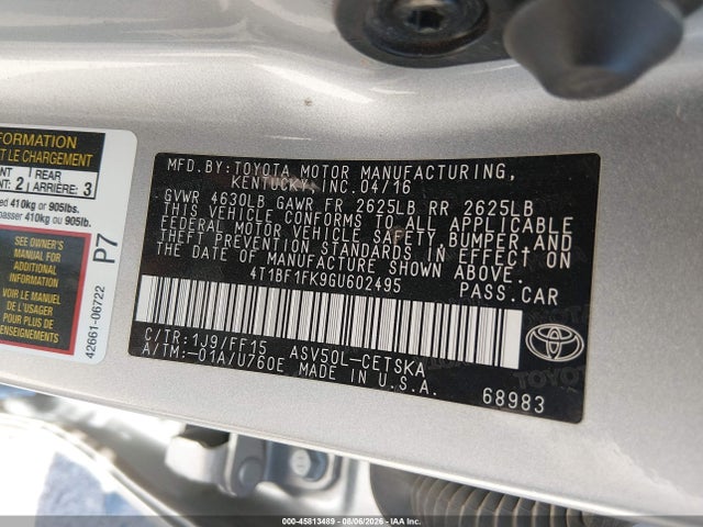 Toyota CAMRY SE 2016 4T1BF1FK9GU602495 Image 9