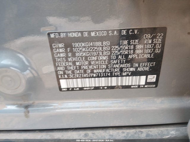 Продаж на аукціоні авто 2023 Honda Hr-v 2wd Sport, vin: 3CZRZ1H57PM713174, номер лоту: 45813536