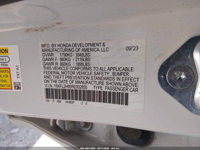 Aukcja sprzedaży 2024 Honda Civic Sport, vin: 19XFL2H85RE002855, numer aukcji: 45813585