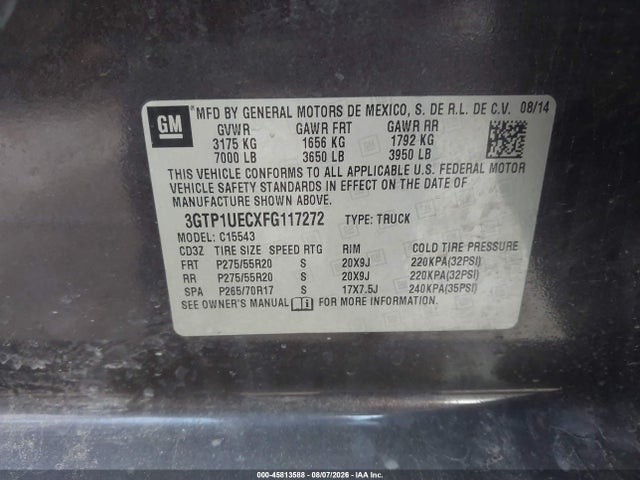 3GTP1UECXFG117272 GMC Sierra 1500 Sle