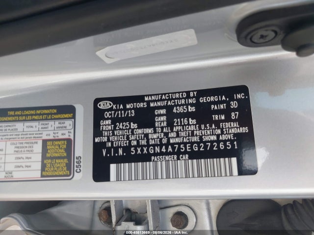 Aukcja sprzedaży 2014 Kia Optima Ex, vin: 5XXGN4A75EG272651, numer aukcji: 45813669