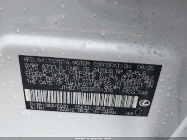 Продаж на аукціоні авто 2025 Lexus Is 350 F Sport Design, vin: JTHBZ1B22S5091375, номер лоту: 45813726