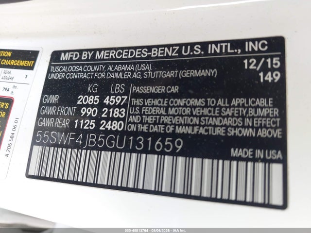 Продаж на аукціоні авто 2016 Mercedes-benz C 300 Sport, vin: 55SWF4JB5GU131659, номер лоту: 45813764