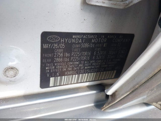 45813797 :رقم المزاد ، KM8SC13E15U028124 vin ، 2005 Hyundai Santa Fe Gls/lx مزاد بيع