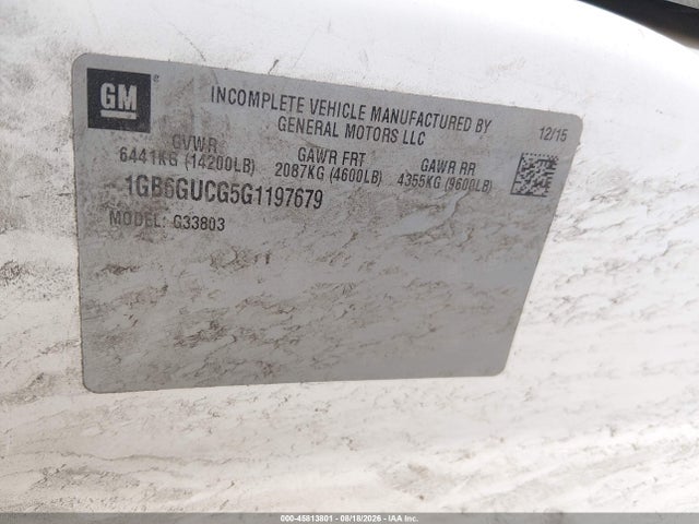 Продажа на аукционе авто 2016 Chevrolet Express Cutaway 4500, vin: 1GB6GUCG5G1197679, номер лота: 45813801