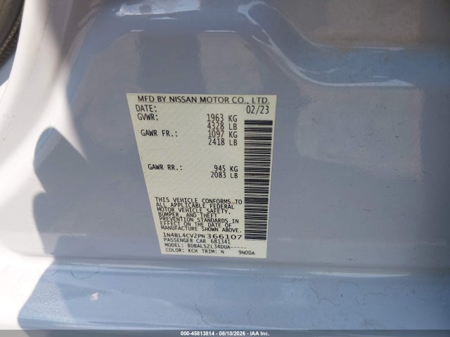 1N4BL4CV2PN366107 Nissan Altima Sr Fwd