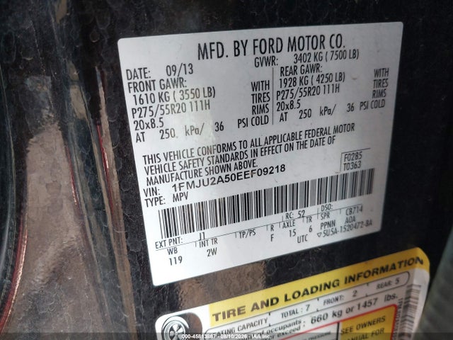 2014 Ford Expedition Limited მანქანა იყიდება აუქციონზე, vin: 1FMJU2A50EEF09218, აუქციონის ნომერი: 45813867