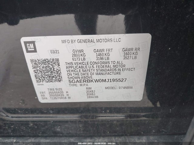 Aukcja sprzedaży 2021 Buick Enclave Fwd Essence, vin: 5GAERBKW0MJ195527, numer aukcji: 45813932